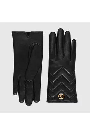 Gucci Damen Handschuhe - Handschuhe GG Marmont Aus Leder Mit Chevron, Grösse 7