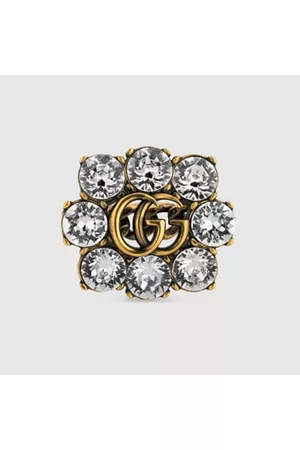 Gucci Damen Ringe - Ring Mit Doppel G Und Kristallen, Grösse L