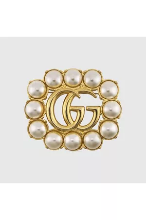 Gucci Damen Broschen - Doppel G Brosche Mit Perlen