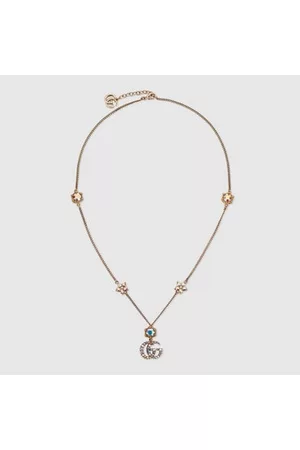 Gucci Halsketten - Halskette Mit Doppel G Und Kristallen