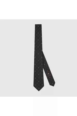 Gucci Herren Krawatten - Krawatte Aus Seidenjacquard Mit Doppel G Und Karos
