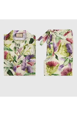 Gucci Schlafanzüge - Pyjama Aus Seide Mit Blumen-Print, Grösse XS