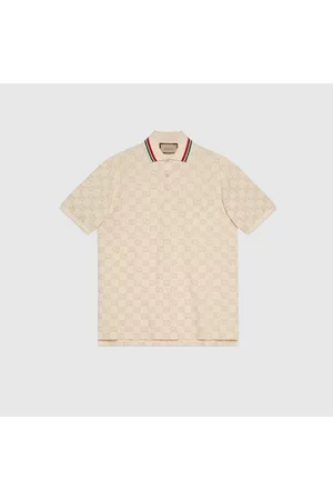 Gucci Herren Poloshirts - Poloshirt Aus Baumwoll-Piqué Mit GG, Grösse XXXL