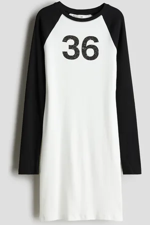 H&M Bedrucktes Kleid mit Raglanärmeln