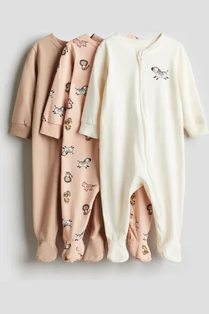 H&M 3er-Pack Schlafanzüge mit Reissverschluss