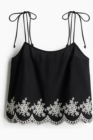 H&M Besticktes Top mit Bindeträgern