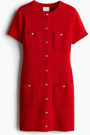 H&M Geripptes Strickkleid