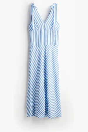 H&M Kleid aus Leinenmix mit Bindeträgern