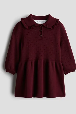 H&M Baumwollkleid in Pointellestrick