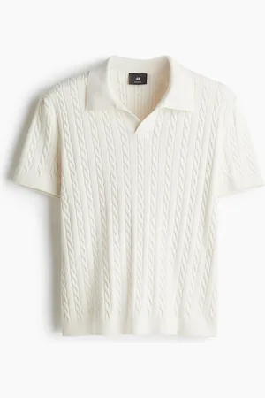 H&M Poloshirt aus Zopfstrick in Regular Fit