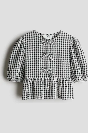 H&M Peplumbluse aus Baumwoll-Seersucker