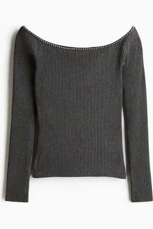 H&M Off-Shoulder-Shirt mit Perlendetail