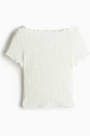 H&M Crinkle-Bluse mit Overlock-Details