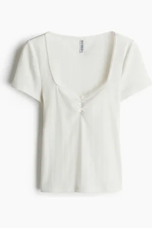 H&M T-Shirt mit Picot-Besatz