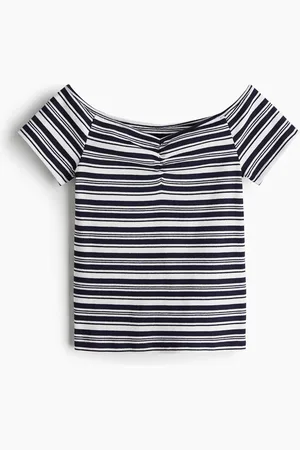 H&M Geripptes Shirt mit U-Boot-Ausschnitt