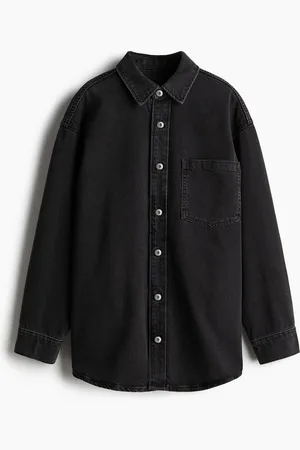 H&M Feather Soft Denimbluse in Oversize
