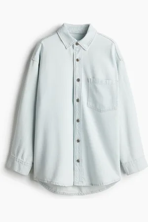 H&M Feather Soft Denimbluse in Oversize