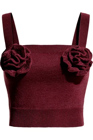 H&M Stricktop aus Wollmix mit Rosenappliktion