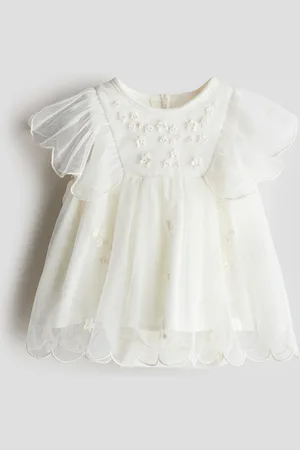 H&M Mesh-Kleid mit Stickdetails