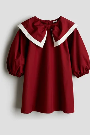 H&M Baumwollkleid mit Schleifenkragen