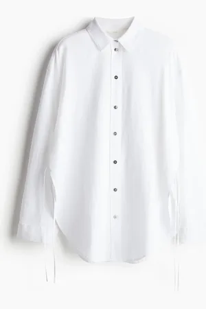 H&M Bluse aus Leinenmischgewebe mit Schnürdetails