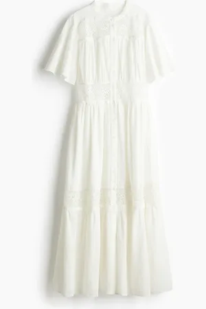 H&M Baumwollkleid mit Spitzenborten