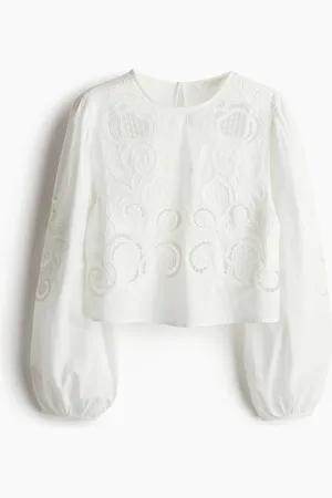 H&M Baumwollbluse mit Broderie Anglaise