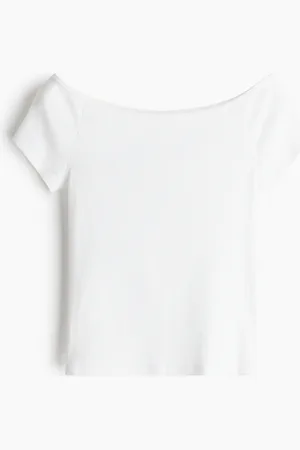 H&M Geripptes Off-Shoulder-Shirt