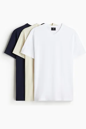 H&M 3er-Pack T-Shirts mit V-Ausschnitt in Slim Fit