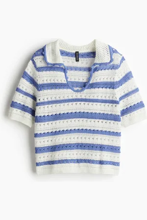 H&M Shirt in Ajourstrick mit Kragen