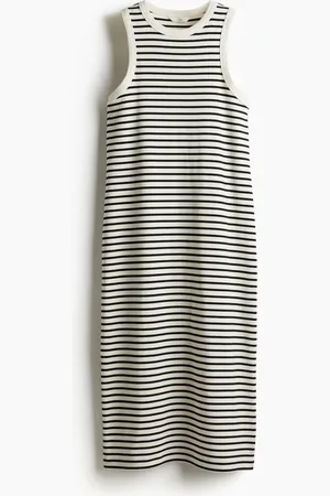 H&M Geripptes Midikleid