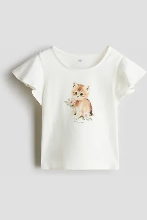 H&M Baumwollshirt mit Volantärmeln