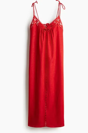 H&M Kleid mit Bindeträgern und Broderie Anglaise