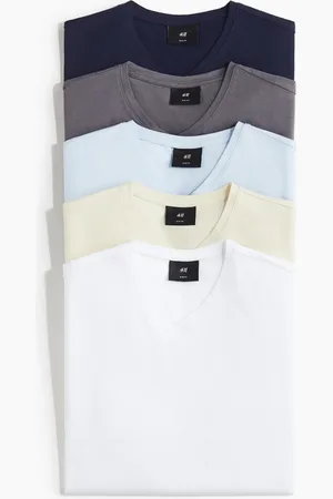 H&M 5er-Pack T-Shirts mit V-Ausschnitt in Slim Fit