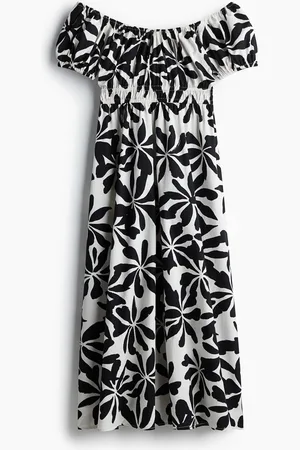 H&M Schulterfreies Popelinekleid
