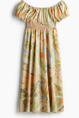 H&M Schulterfreies Popelinekleid