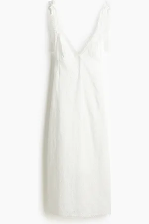 H&M Kleid mit Bindeträgern und Broderie Anglaise