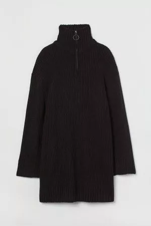 H&M Damen Pullover - Gerippter Pullover mit Reissverschluss