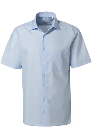 ETERNA Kurzarmhemd, Modern Fit, Baumwolle, hellblau