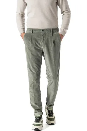 Masons Bundfaltenhose, Cord, olivgrün