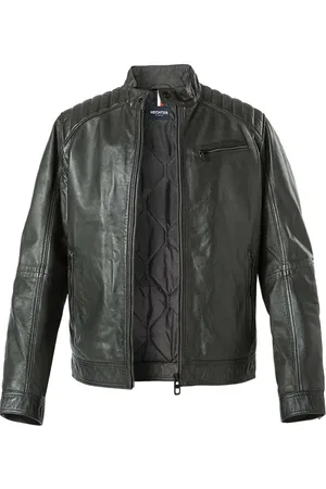 Daniel Hechter Bikerjacke, Leder, dunkelgrün