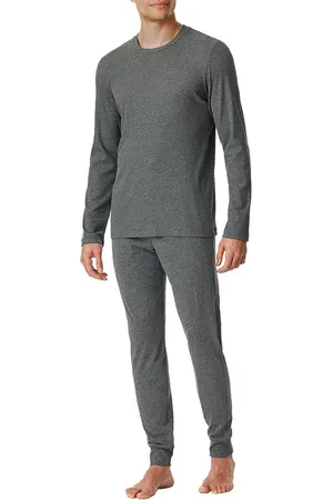 Schiesser Pyjama, Baumwoll-Modal-Jersey, dunkelgrau meliert