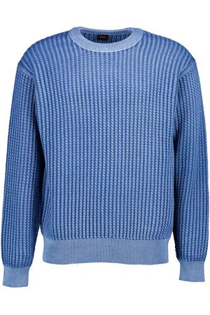 HUGO BOSS Pullover Agolan, Baumwolle, hellblau meliert