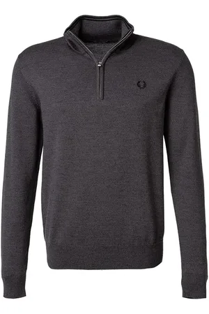 Fred Perry Troyer, Wolle-Baumwolle, anthrazit meliert