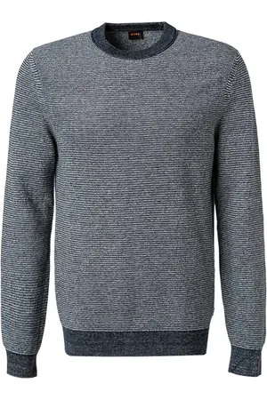 HUGO BOSS Pullover, Baumwolle-Kapok, dunkelblau meliert