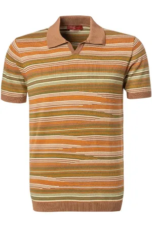 Daniele Fiesoli Polo-Shirt, Baumwoll-Strick, braun gestreift