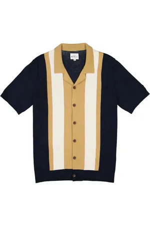 Ben Sherman Kurzarmhemd, Strick, navy-beige gestreift