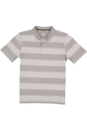 Fynch-Hatton Polo-Shirt, Baumwoll-Piqué, steingrau gestreift