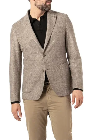 HUGO BOSS Sakko, Slim Fit, Jersey ungefüttert, mittelbeige meliert