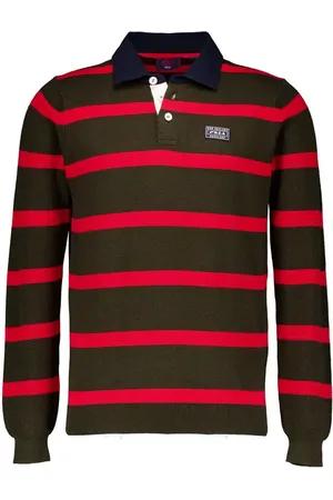 NZA Pullover, Baumwolle, braungrün-rot gestreift